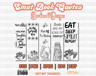 Paquete SVG de marcapáginas divertidos: citas obscenas, diseños para amantes de los libros (descarga digital)