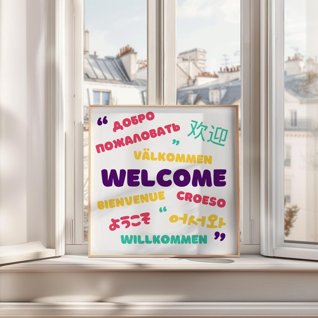 Welcome Sign, Welcome Printable Wall Art, Multi-language Welcome Poster ...