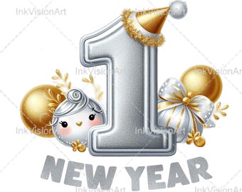 Baby's First New Year PNG, Baby's 1st New Year PNG, My 1st New Year PNG, First New Year Svg, Baby's 1st New Year Svg, Sublimation