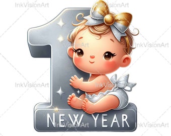 Baby's First New Year PNG, Baby's 1st New Year PNG, My 1st New Year PNG, First New Year Svg, Baby's 1st New Year Svg, Sublimation