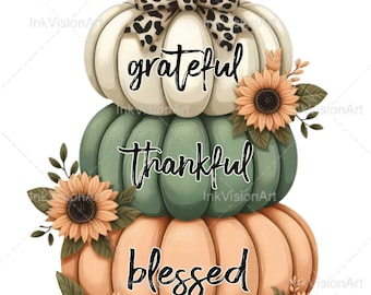 Reconnaissance reconnaissante bénie PNG, reconnaissante PNG, Thanksgiving png, citrouille png, citrouilles d'automne png, png automne, conceptions de chemise d'automne et sublimation