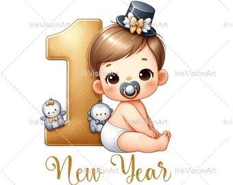 Baby's First New Year PNG, Baby's 1st New Year PNG, My 1st New Year PNG, First New Year Svg, Baby's 1st New Year Svg, Sublimation