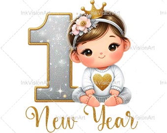 Baby's First New Year PNG, Baby's 1st New Year PNG, My 1st New Year PNG, First New Year Svg, Baby's 1st New Year Svg, Sublimation