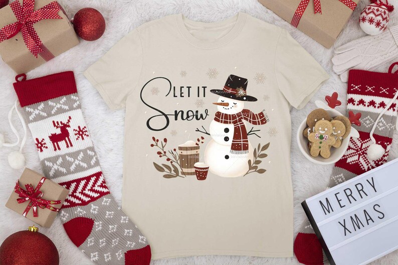 Winter Snowman PNG, Snow PNG, Let it snow PNG, Winter Png, Let it snow snowman png, Christmas png, Winter shirt design, Sublimation image 3