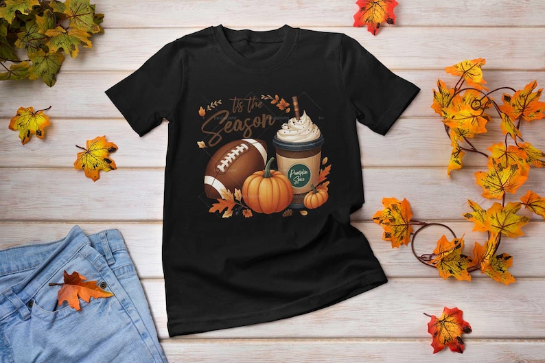 tis the season PNG, fall football PNG, football png, pumpkin png, fall png, fall shirt designs, thanksgiving png, latte png, sublimation image 4