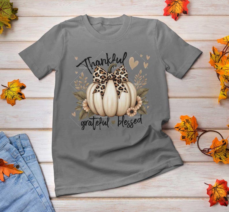 Tacksam, tacksam, välsignad, PNG, tacksam, PNG, Thanksgiving, Pumpa, Höstpumpor, Höst, Höst, Tröjdesign, Sublimering bild 5