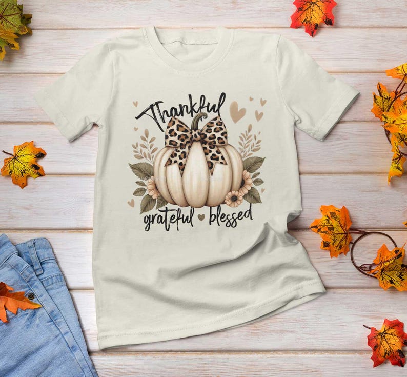 Tacksam, tacksam, välsignad, PNG, tacksam, PNG, Thanksgiving, Pumpa, Höstpumpor, Höst, Höst, Tröjdesign, Sublimering bild 3