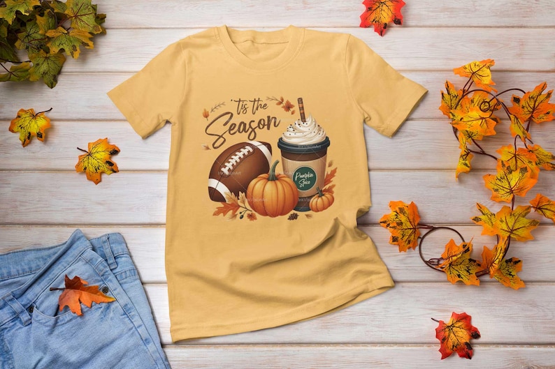 tis the season PNG, fall football PNG, football png, pumpkin png, fall png, fall shirt designs, thanksgiving png, latte png, sublimation image 5