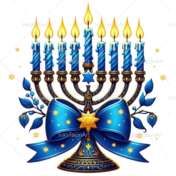 Hanukkah png, Menorah png, Hanukkah coquette Holiday bow png,  Jewish celebration png, Chanukah png, Hanukkah candlestick png, Sublimation