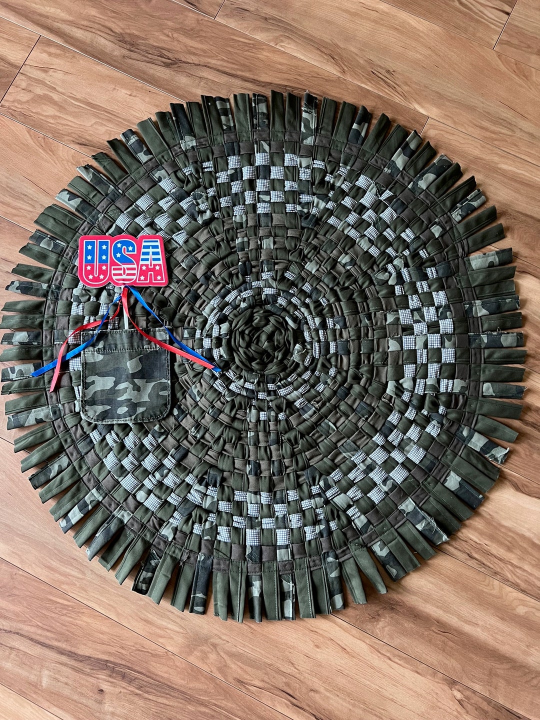 Camo Greens 27 Inch Round Wagon Wheel Rug - Etsy