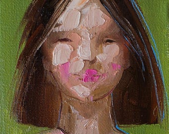 Frauenporträt, Original-Ölgemälde, 10 x 15 cm, abstrakte Wandkunst, moderne Mädchendekoration
