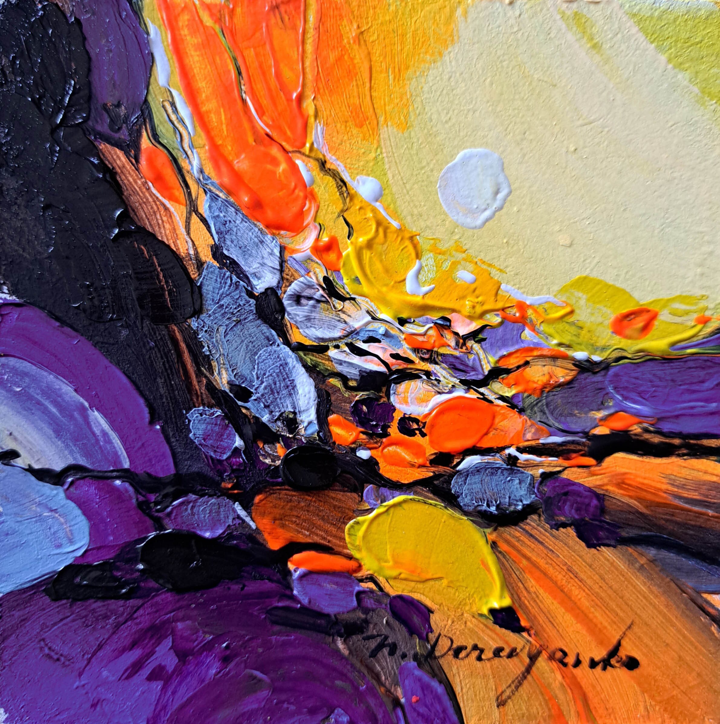 金色の絵画フレーム入り風景画オリジナルフレーム 4x4、抽象ミニ絵画