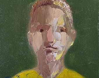 Originales, strukturiertes Ölgemälde mit Männerporträt (10 x 10 cm), Kunstgeschenk für Männer zum Geburtstag