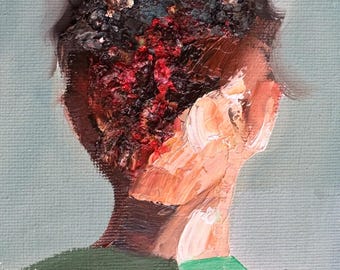 Porträt gesichtsloser Männer, Original-Ölgemälde 4x4, surreale moderne Dekoration