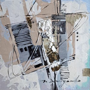 Petit tableau 4x4 art mural monochrome peinture abstraite art original image moderne, petit cadre d'art, cadeau pour mari