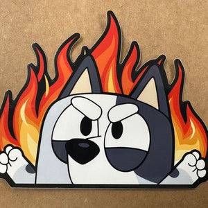 Muffins peeker flame dog| family peeker stickers | Funny decal | Truck decal | car window sticker decal| blue dog stickers