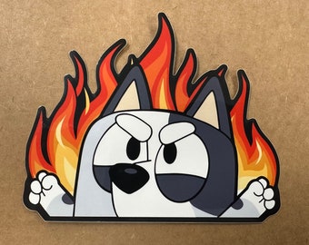 Muffins peeker flame dog| family peeker stickers | Funny decal | Truck decal | car window sticker decal| blue dog stickers