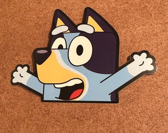 Blue Dog Peeker Sticker: Funny Car Window Decal