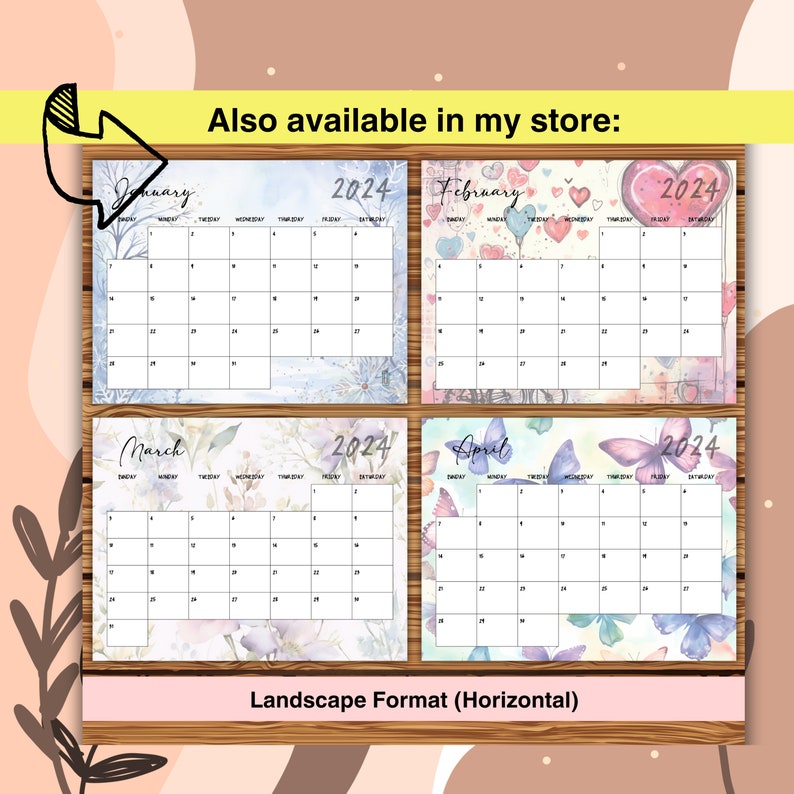 Editable Monthly Calendars 2024, Portrait Printable Fillable Calendar