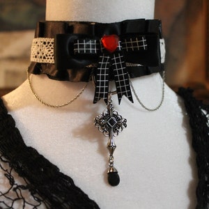 Black and White Gothic Cross Choker