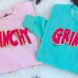 Grinchy Glitter Chenille Patch, Christmas DIY Iron On Patch (11&quot;)