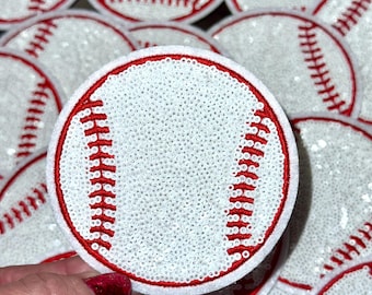Sequin Baseball Iron On Patch: Game Day Trucker Hat Patch