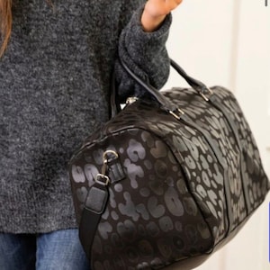 Black Leopard Weekender Duffle /Gorgeous Weekender/Luggage/ Black Leopard Travel Bag/PU Leather Duffel/Weekender Bag