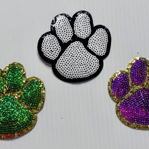 Sequin Paw Patch, 3 in Patch, Paw Patch, Trucker Hat Patch, Game Day Patch, Sports Patch, Iron on Patch, DIY
