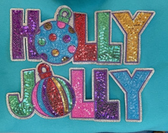 Holly Jolly Patch: Aufnäher mit weihnachtlichen Pailletten