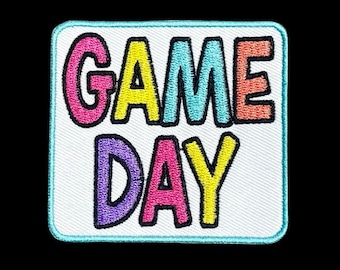 Game Day Embroidered Iron-On Patch: Trucker Hat Patch (3x3 in)