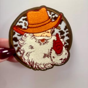 Brown and Cream trucker Hat with cowboy Santa christmas patch Santa, I Want A Cowboy Christmas Trucker Hat - Etsy main image 4