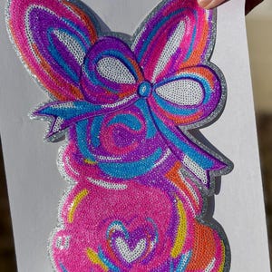 Sequin Bunny Patch, Easter Iron-On Applique (10.75” x 7”) image 5