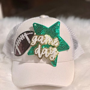 Sequin Football Iron On Patch: Game Day Trucker Hat DIY