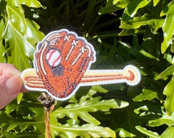 Strykmärke för basebollhandske och slagträ: Broderad sportapplikation (7,5 cm bred)