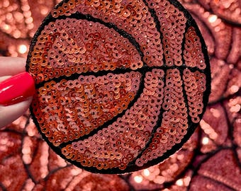Écusson de basket-ball à paillettes : appliques thermocollantes, bricolage sportif le jour du match