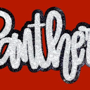 Panthers Sequin Patch: Football Game Day Iron-On Patch (11 inches)