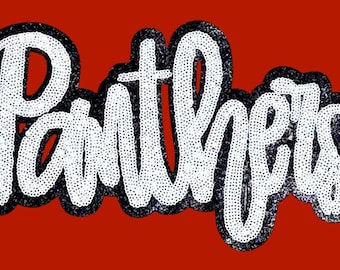 Panthers Sequin Patch: Football Game Day Iron-On Patch (11 inches)