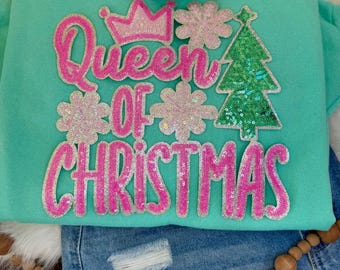 Queen of Christmas Pailletten Aufnäher - Aufnäher (28 cm)