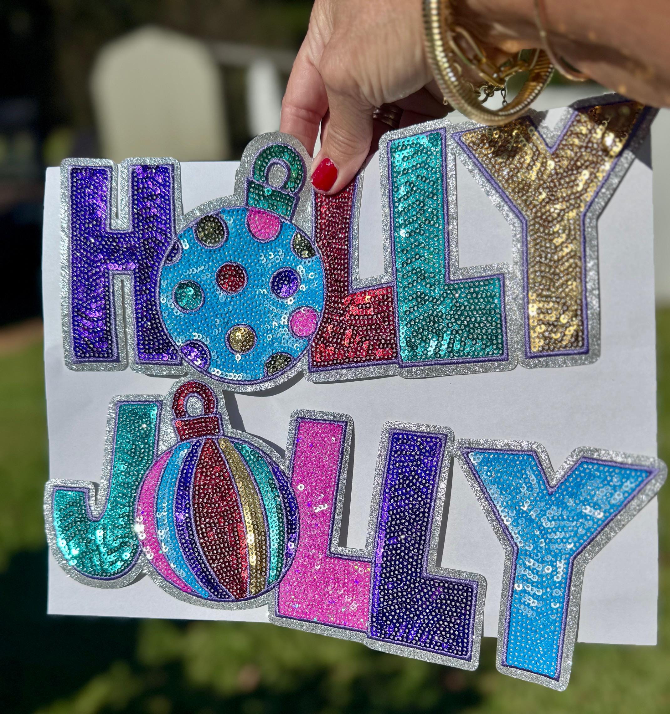 Holly Jolly Patch: Sequin Christmas Applique - 11 Inch Patch - Etsy