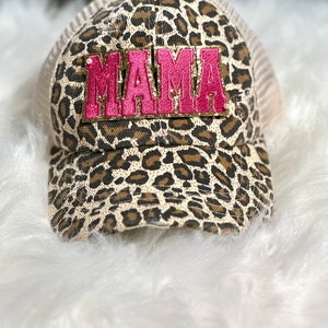 Mama Patch, Trucker Hat Patch, Hot Pink colored Mama Patch, Embroidered Patch, Mom Patch, Glitter Patch, Patch for Hats, DIY, Iron on Patch