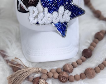 Opstrijkbare patch Rebels pailletten: 4" hoedenpatch, zilveren glitter Game Day-mascotte