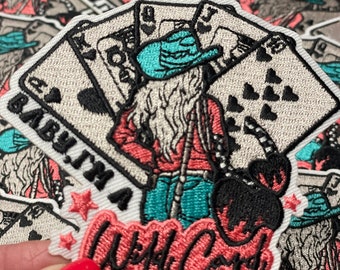 Wild Card Cowgirl Iron On Patch - Trucker Hat Patch