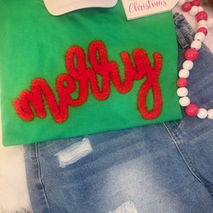 Merry Christmas Fluffy Patch: Iron-On Applique