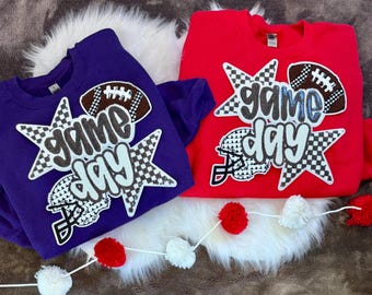 Sequin Football Game Day Patch: Iron On Applique (11 in)