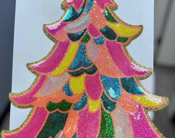 Pailletten Weihnachtsbaum Aufnäher zum Aufbügeln