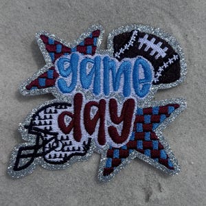 Football Game Day Patch, 3.5 in Patch, Hat Patch, Game Day Patch, Red and Blue Patch, Embroidered Patch, Sports Patch, Iron on Patch, DIY