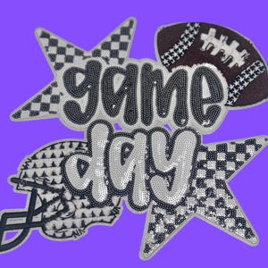Sequin Football Game Day Patch: Iron On Applique (11 in)