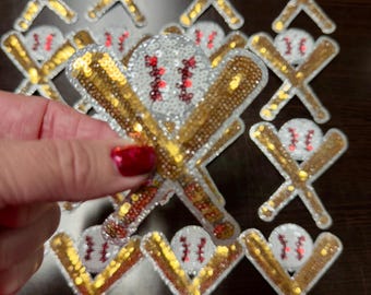Patch baseball à sequins : appliqué chauves-souris et fer à repasser