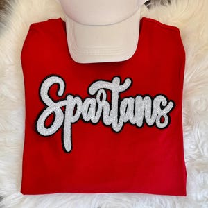 Sequin Spartans Patch: Black Glitter Iron-On Sports Patch