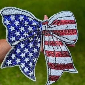 Toppa con bandiera americana in paillettes: applicazione patriottica termoadesiva da 11"